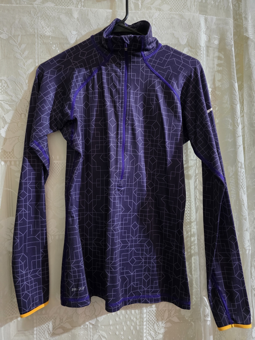 Nike Dri-FIT Purple Geometric Long-Sleeve Half-Zip Top